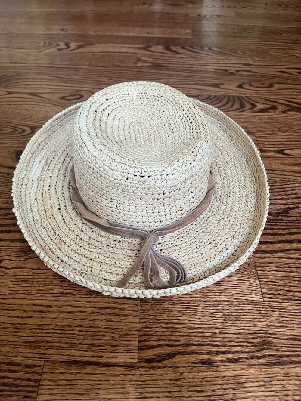 Scala Raffia Straw Sun Hat Wide Rolled Brim Natural Woven Beach Garden Resort - Picture 4 of 10